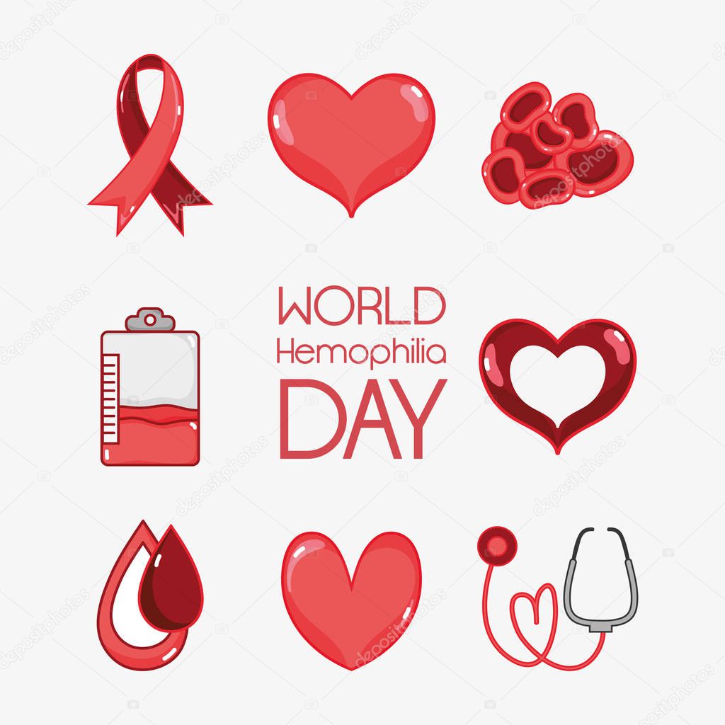 set hemophilia day to community treatment vector illustration