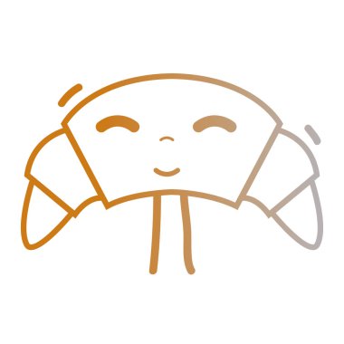 satır kawaii şirin mutlu kruvasan ekmek vektör çizim