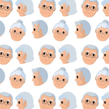 Yaşlı kadın ve erkek arka plan vektör çizim kafa