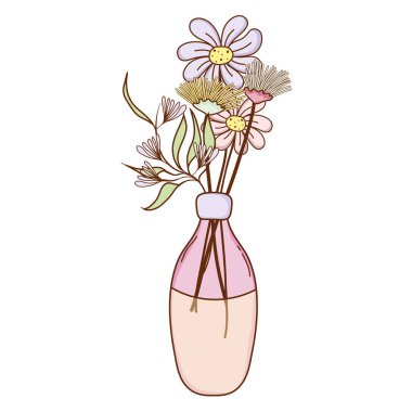 rustik çiçek bitkiler mason kavanoza vektör çizim içinde