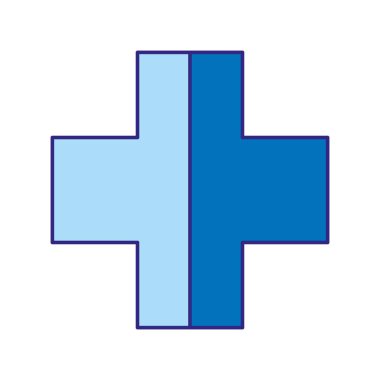 Duo renk çapraz mühür acil hastaneye simge vektör çizim