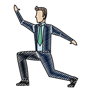 Doodle işadamı ofis kurumsal başarı takım elbise vektör çizim ile