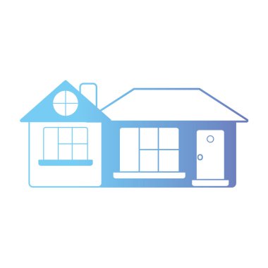 çizgi evin kapı ve pencere ve çatı vektör çizim ile