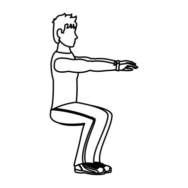 Eğitim vektör çizim yapan çizgi fitness erkek ağız kavgası