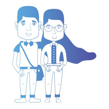 saç şekli ve kıyafet vektör çizim ile birlikte satır çift