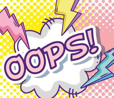 Karikatürler pop art oops kavramı vektör çizim grafik tasarım