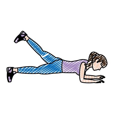 kadın glute komisyon fitness eğitim vektör çizim doodle