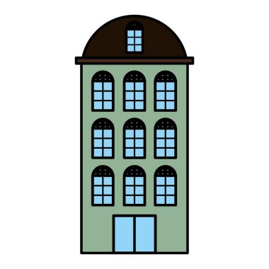vektör çizim modern kentsel yapı mimarisi windows ile renk