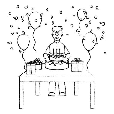 adam kutluyor mutlu doğum günü partisi. Vektör çizim