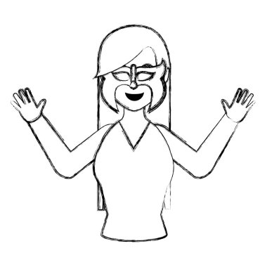 kadın baş parti maskesi doodle. Vektör çizim