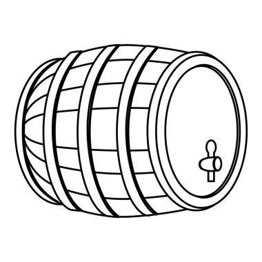 satır ahşap varil ile şarap alkol içecek vektör çizim
