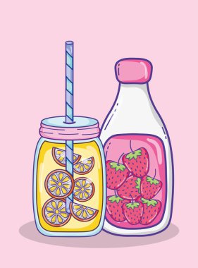 Lezzetli bir yaz meyve suları illüstrasyon grafik tasarım vektör