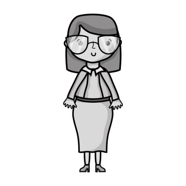 gri tonlama ve kadın ile saç modeli şık giysileriyle tasarlamak vektör