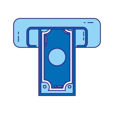 vektör illusration Duo renk atm makinesi bill para finans