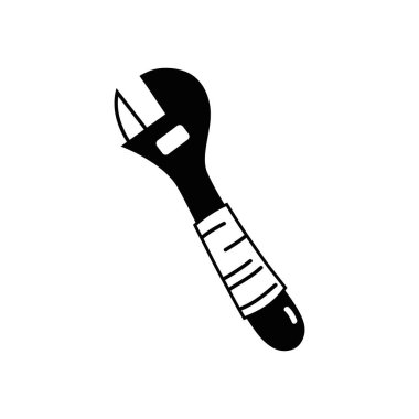 kontur İngiliz anahtarı ekipman servisi onarım vektör çizim