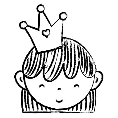 Grunge sevimli kadın baş tacı ve saç şekli vektör çizim ile