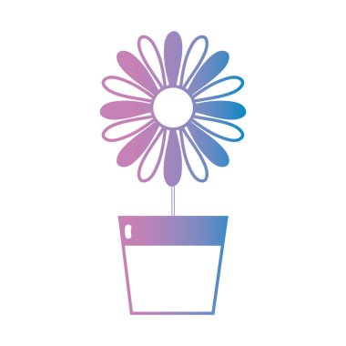 satır doğal çiçek saksı vektör çizim içinde yaprakları ile