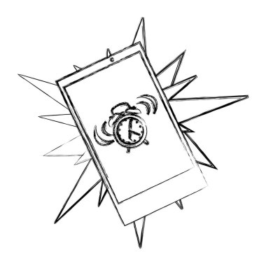 grunge smartphone saat alarm teknoloji vektör çizim uyandırmak