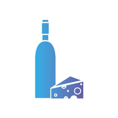 peynir yemek vektör çizim ile satır şarap şişe