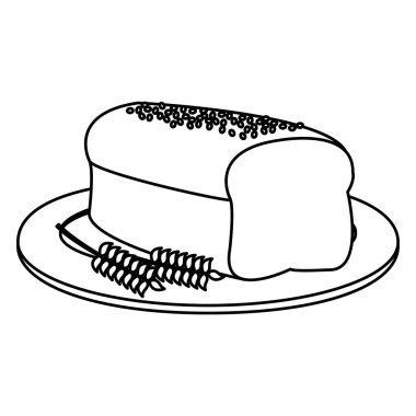 satır tam tahıl ekmeği ve buğday bitki plaka vektör çizim