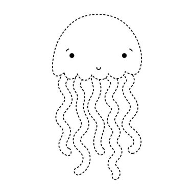 noktalı şekil doğa denizanası tropikal deniz hayvan vektör çizim