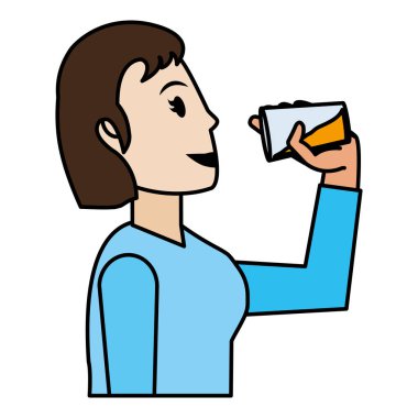 sağlıklı su şişe vektör çizim içinde içme kadın renk