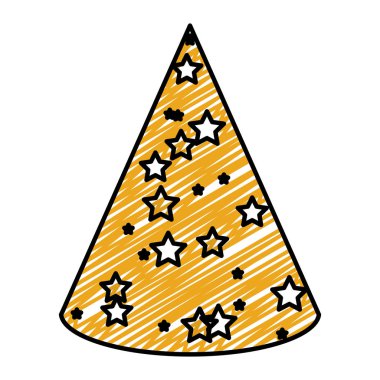 parti şapka yıldız dekorasyon vektör çizim nesnesiyle doodle