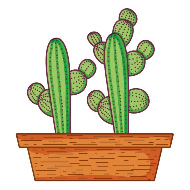 kaktüs saksı vektör çizim içinde çöl bitki doğa