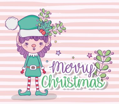 Elf dalları ile ans yıldız dekorasyon vektör çizim bırakır.