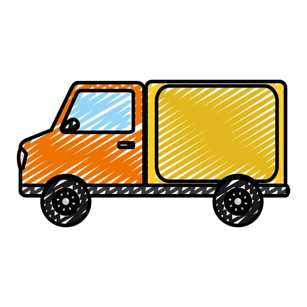 Doodle Trunk Tranport Delivery Vehicle Service Vector Illustration — Stock Vector