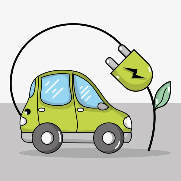 エコロジー電源ケーブル技術ベクトル図の電気自動車 — ストックベクタ