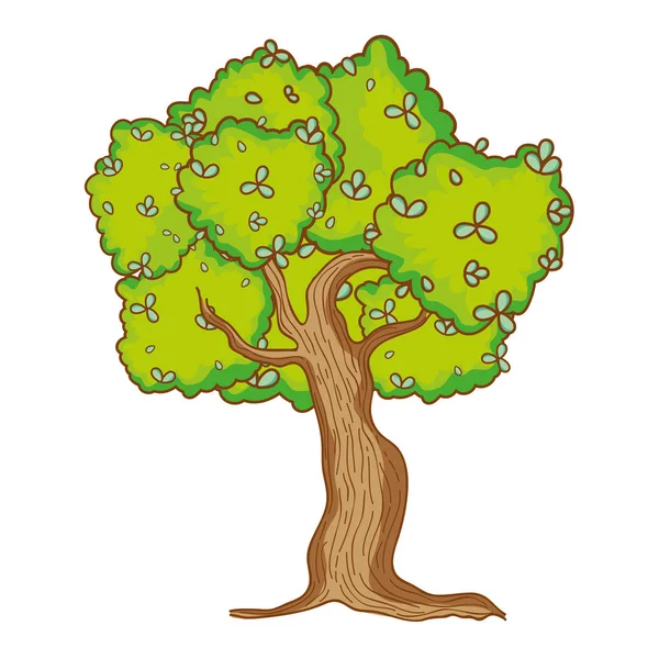 Árvore Natureza Com Talo Folhas Ramos Vetor Ilustração — Vetor de Stock