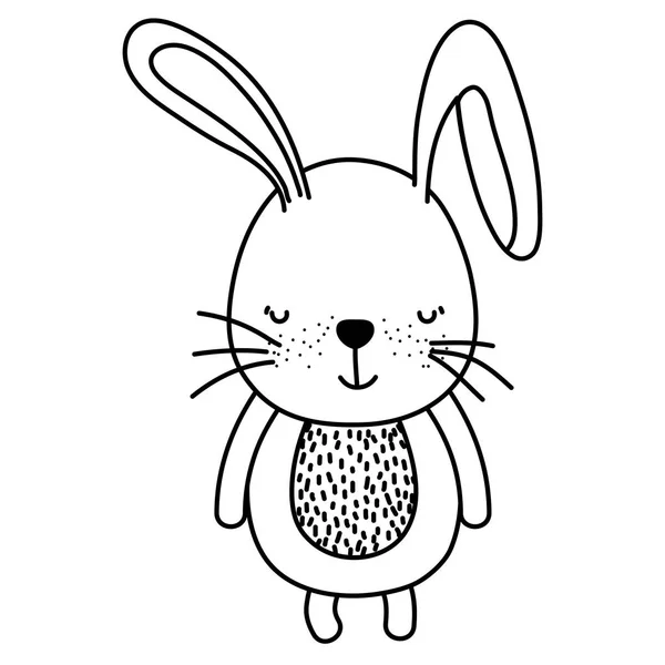 Лінія Щасливий Кролик Дика Мила Тварина Векторні Ілюстрації — стоковий вектор
