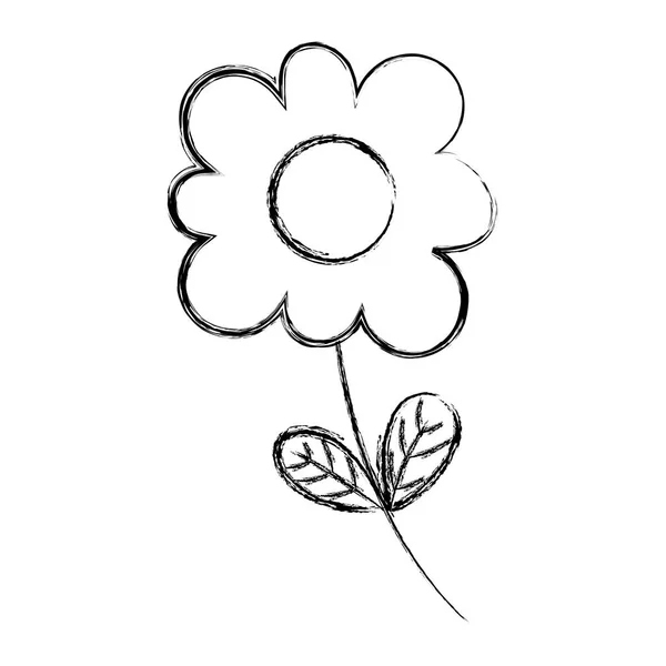 花びらのベクトル図とグランジかわいい南国の花植物 — ストックベクタ