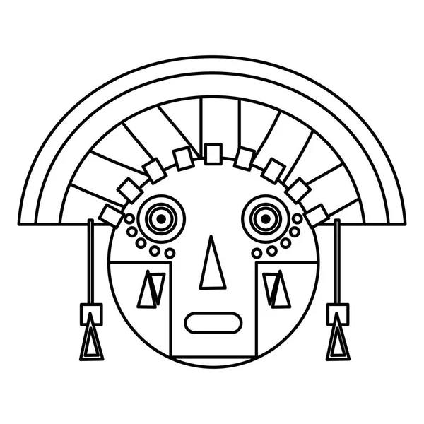 Linie Azteken Indigene Skulptur Traditionelles Symbol Vektor Illustration — Stockvektor