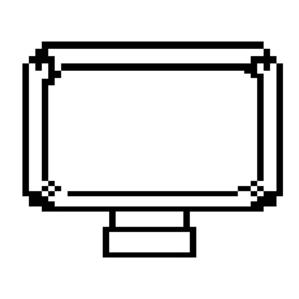 Pixel Línea Pantalla Electrónica Tecnología Computadora Vector Ilustración — Vector de stock