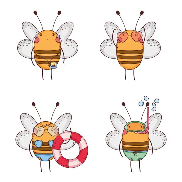 Pszczoły Okulary Strój Kąpielowy Pływak Wektor Ilustracja — Wektor stockowy