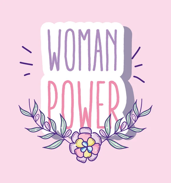 Femme Message Puissance Avec Des Fleurs Mignonnes Illustration Vectorielle Conception — Image vectorielle