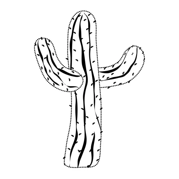 Forme Pointillée Cactus Tropical Plante Nature Dans Désert Vecteur Illustration — Image vectorielle