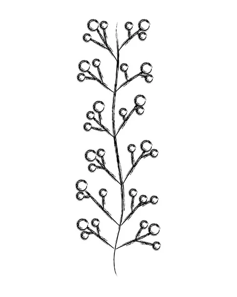 グランジ天然植物の葉とかわいい花のベクトル図 — ストックベクタ
