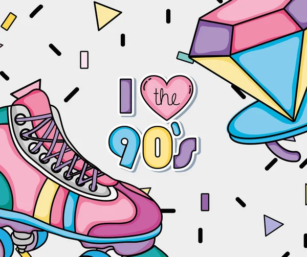 Pop Art Patines Dibujos Animados Vector Ilustración Diseño Gráfico — Vector de stock