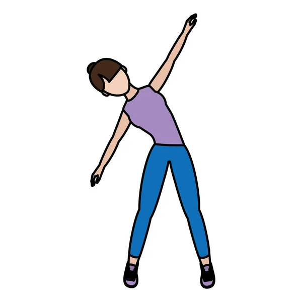 Цвет Athelete Женщина Фитнес Тренировки Векторные Иллюстрации Упражнения — стоковый вектор