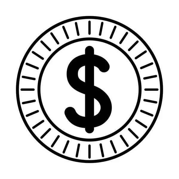 Línea Metal Moneda Dinero Finanzas Moneda Vector Ilustración — Vector de stock