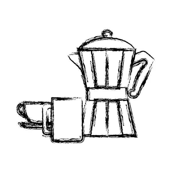 カップ飲料のベクトル図とグランジ コーヒー メーカー オブジェクト — ストックベクタ