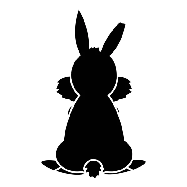 Silhouette Lapin Sauvage Animal Dos Avec Belle Illustration Vectorielle Queue — Image vectorielle