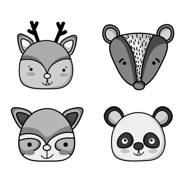 Stel Schattige Dieren Patches Ontwerp Vectorillustratie — Stockvector