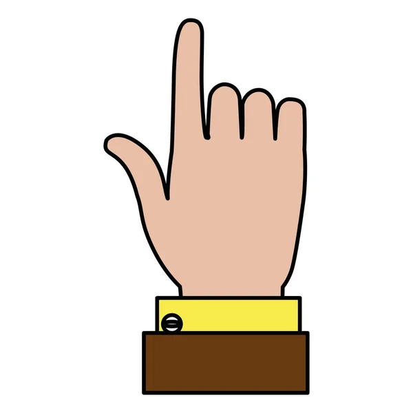 Color Businessman Hand Index Finger Vector Illustration — Stock Vector