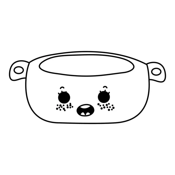 Line Kawaii Suppe Japanische Suppe Topf Vektor Illustration — Stockvektor