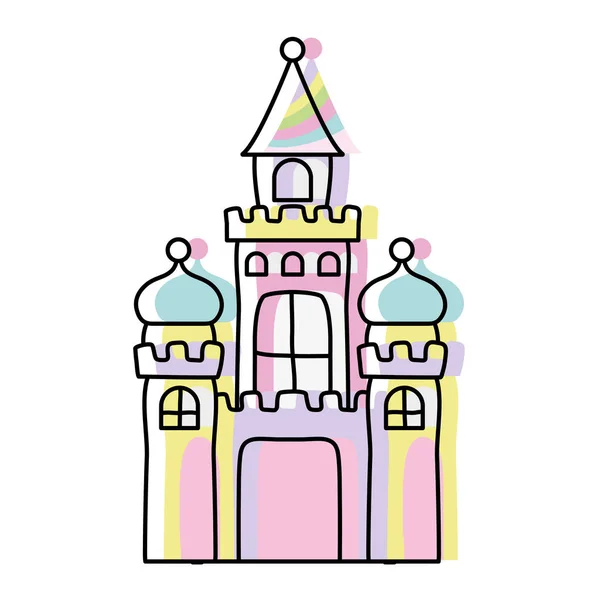 色のキャンディの中世の城と芸術的なデザインのベクトル図を移動 — ストックベクタ