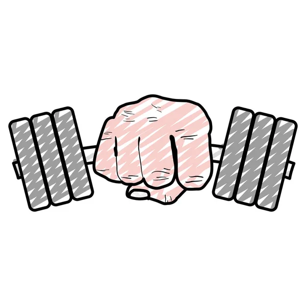 Doodle Hand Mit Fitness Wight Objekt Lifestyle Vektor Illustration — Stockvektor
